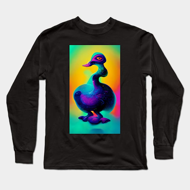 Psychedelic Duck Long Sleeve T-Shirt by RichieDuprey